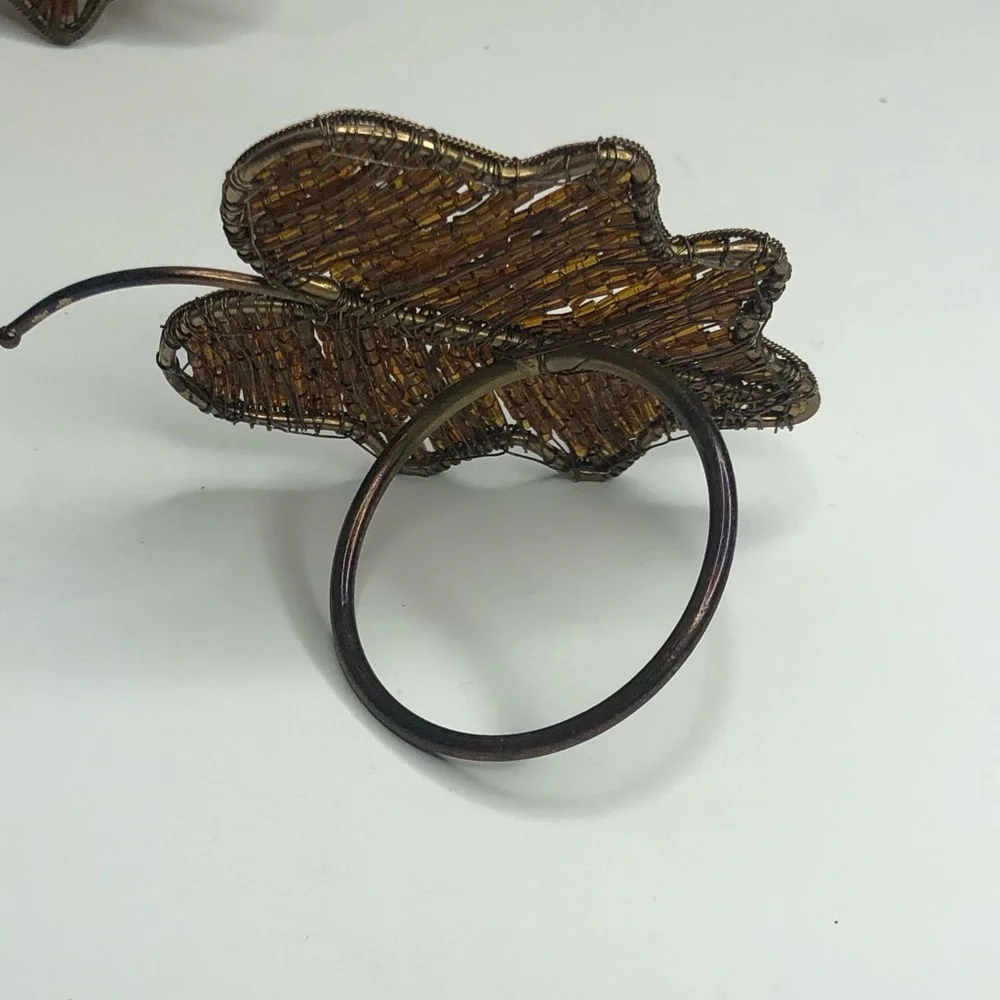Beaded Leaf Napkin Rings Set of 5